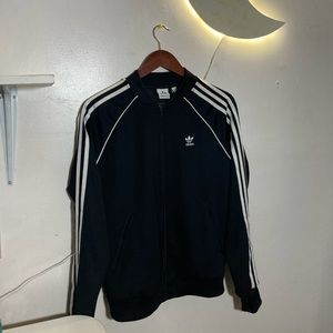 Adidas classic three stripe track jacket in black Mint condition size small
